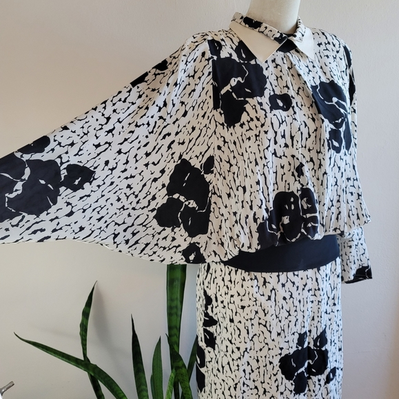 VTG 80s Louis Féraud Silk Blouson Dress - Picture 4 of 16